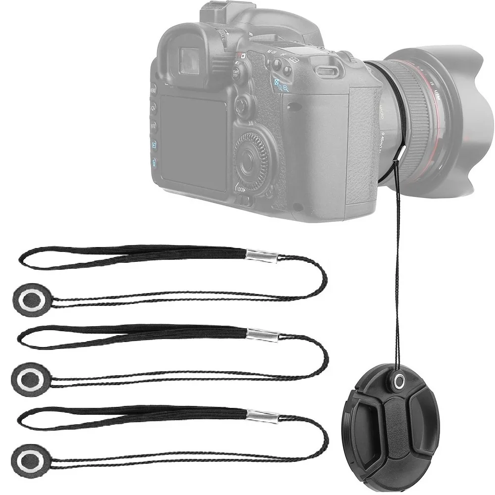 3er-Pack Objektivdeckel, Leine, Objektivdeckelhalter mit Mikrofaser-Reinigungstuch, verhindert Verlust der Objektivdeckel für DSLR-Spiegelreflexkamera, Canon Image