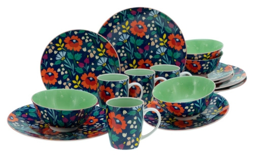 CreaTable Folklore Blau Kombiservice 16-tlg Steinzeug Image
