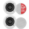 Pyle PDIC51RD Ceiling Wall Mount Speakers - 5.25” Pair of 2-Way Midbass Woofer Speaker 1'' Polymer Dome Tweeter Flush Design w/ 80Hz - 20kHz Frequency Response & 150 Watts Peak Easy Installation,Black