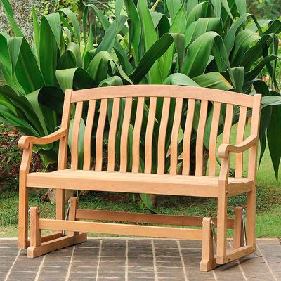 All-Natural Teak Outdoor Glider Outdoor Bench - Grandin Road