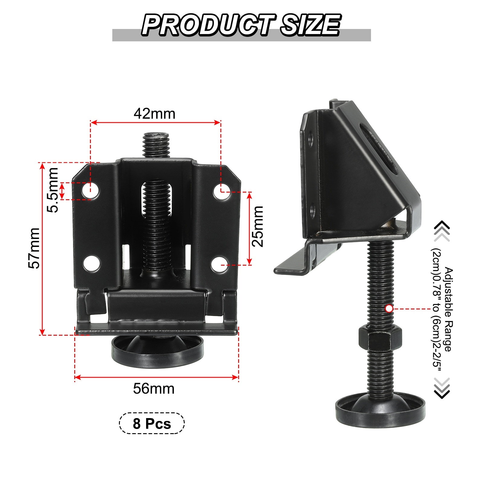 Adjustable Leg Leveler, Leveling Feet Furniture Leveler Leg with Screws, Lock Nuts and Wrench