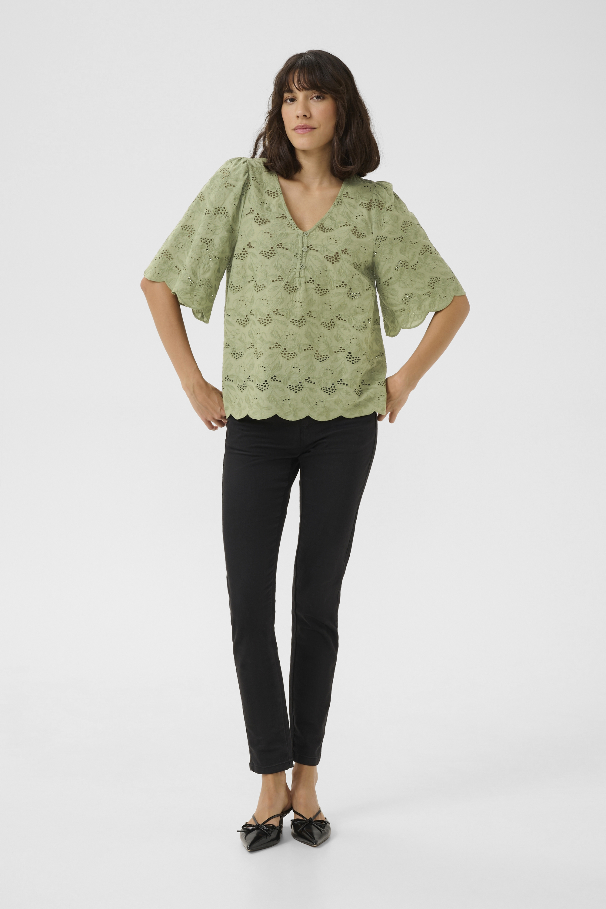 Langarm-Bluse A-shape Oil Green Image