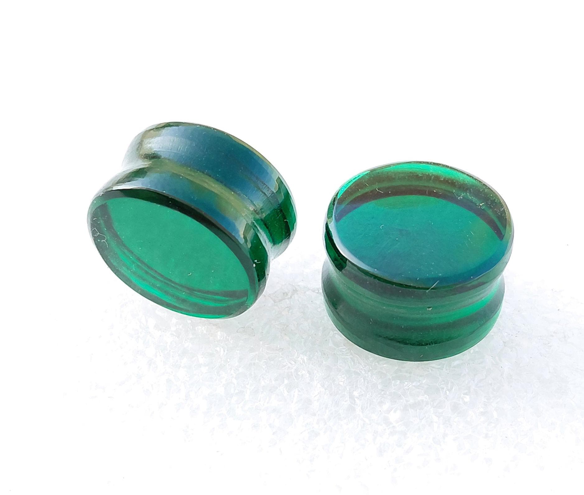 Dilatatore per orecchie in quarzo smeraldo, dilatatore per orecchie a doppia svasatura, dilatatore per orecchie fatto a mano, dilatatore per orecchie