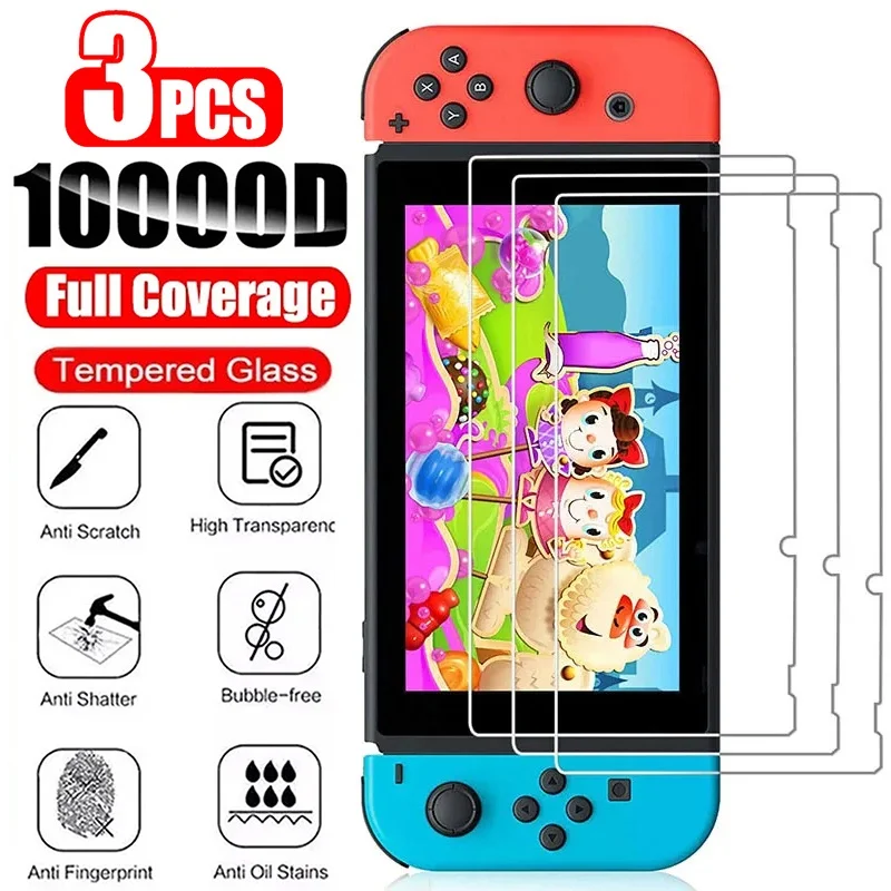 1/2/3Pcs Schutz Glas Für Nintendo Schalter Gehärtetem Glas Screen Protector Für Nintendo Schalter Oled lite NS Zubehör Film Image