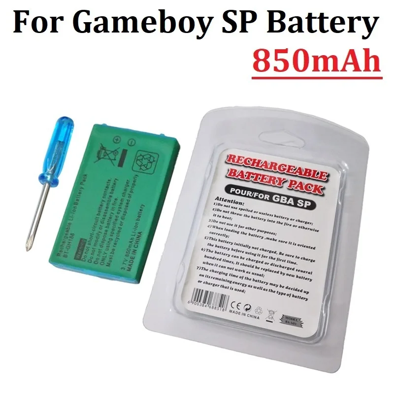 Original 3,7 V 850 mAh Li-Ionen-Akku mit Schraubendreher für Nintendo Gameboy Advance SP GBA SP Image