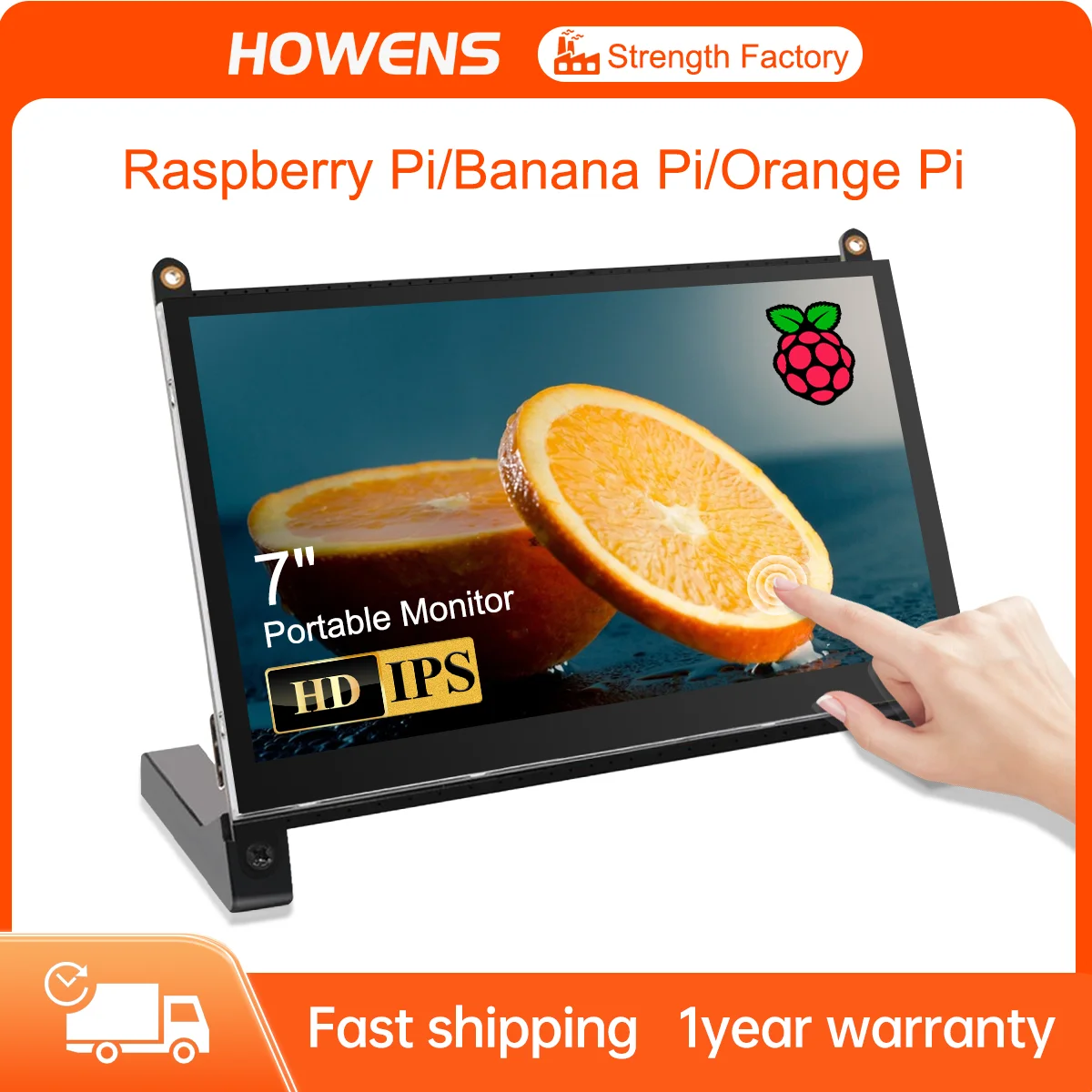 HOWENS écran tactile Raspberry Pi 5 4 3 moniteur 7 pouces 1024X600 écran IPS pour PC Kodi LibreELEC Python
