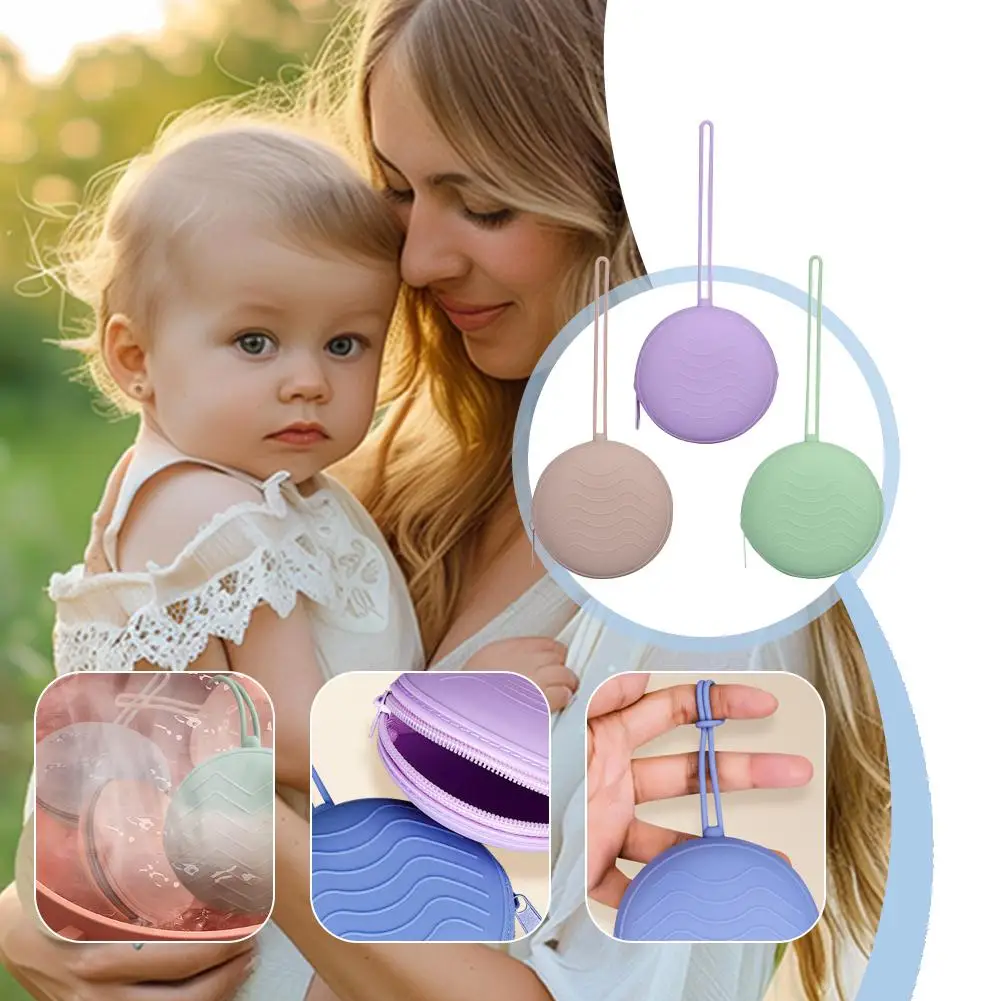 Reißverschluss Silikon Baby Schnuller Fall Schnuller Lagerung Box für Neugeborene Tragbare Nippel Halter Zitzen Befestigung Mini Münze Schlüssel Tasche Image