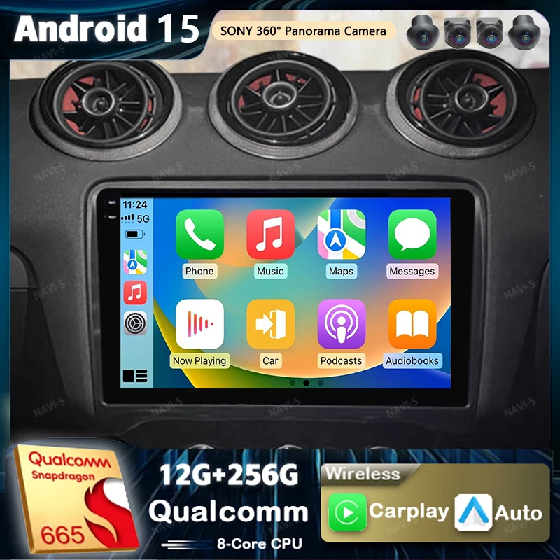 Android 15 Für Audi TT 2 8J 2006-2014 2K QLED Android Auto Radio Multimedia Video Player GPS AI Stimme CarPlay Kopf Einheit 4G Stereo Image