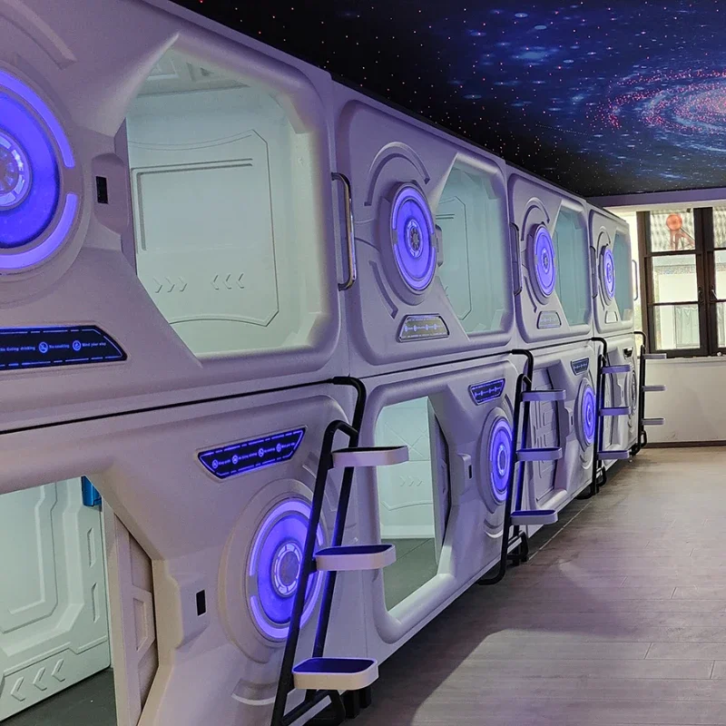 Space Capsule Schlafbett Kapselraum Japanischer Stil B & B E-Sports Hotel Oberes und unteres Etagenbett für Erwachsene Qinglv Einzelbett aus Kunststoff Image