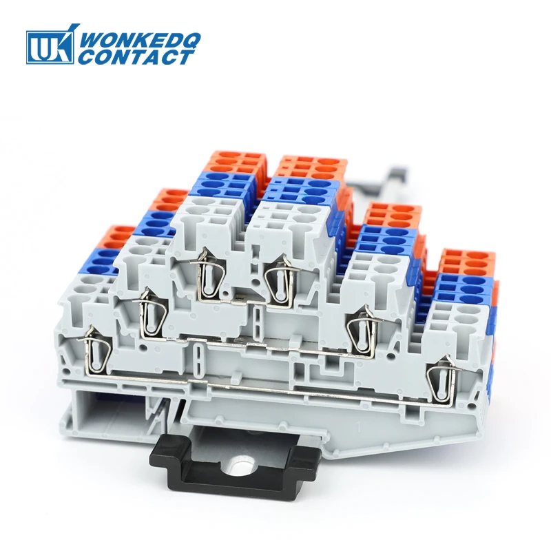 10 Stück ST2.5-3L Dreistufiger Federkäfig DIN-Schienen-Anschluss 6 Anschlüsse 2,5 mm2 28 - 14 AWG Elektrischer Klemmenblock ST 2,5-3L Image