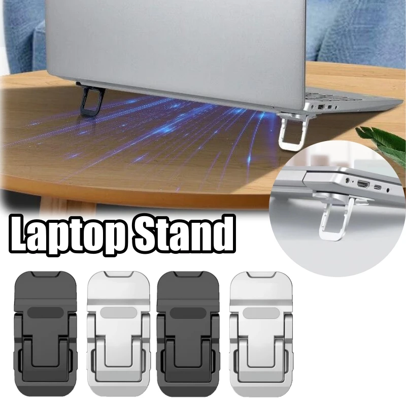 Tragbarer Laptop-Ständer, faltbar, Kunststofffüße, Desktop-Riser, versteckte Tastatur, Mini-Unterstützung, verstellbarer Halter für Notebook Image
