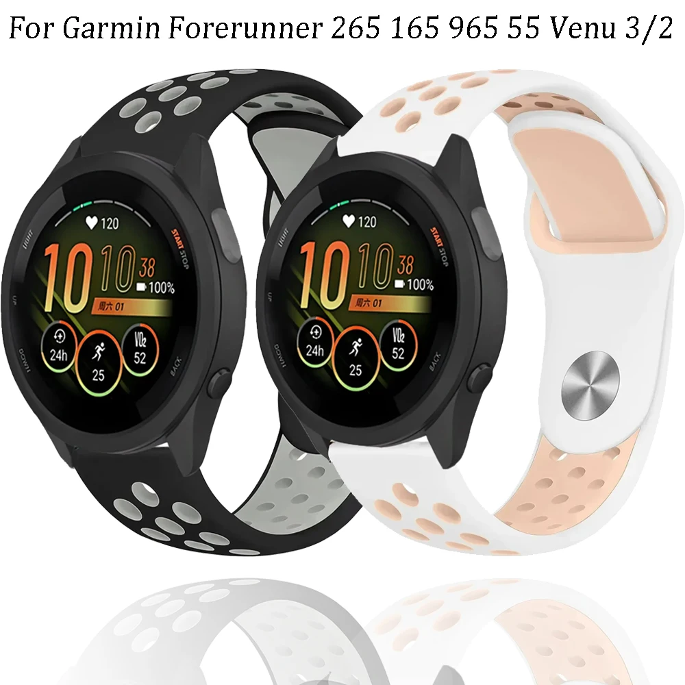 20/22/18 mm weiches Silikonarmband für Garmin Forerunner 265 55 965 165 255 Musikarmband für Garmin Venu 3-2/3S/Active 5 Gürtel Image
