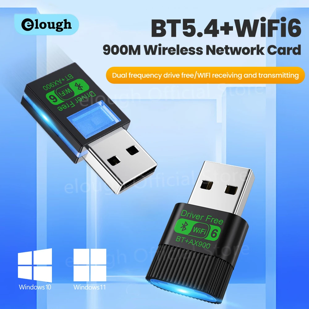 AX900 WiFi 6 Bluetooth 5.4 WiFi USB-Adapter Drahtlose Netzwerkkarte 2,4 G & 5 GHz Wi-Fi-Antenne für PC Win10/11 Treiber kostenlos mit Licht Image
