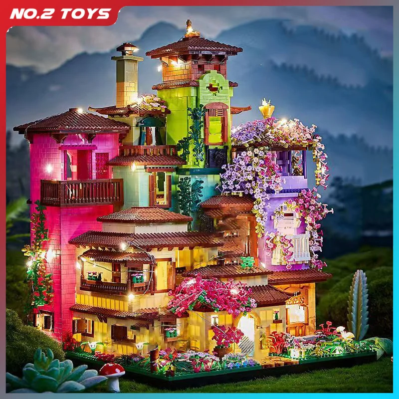 6180PCS Magische Burg Haus Bausteine Romantische Villa Ziegel Blöcke Street View Modell mit Led-leuchten Kinder Weihnachten Geschenke Image