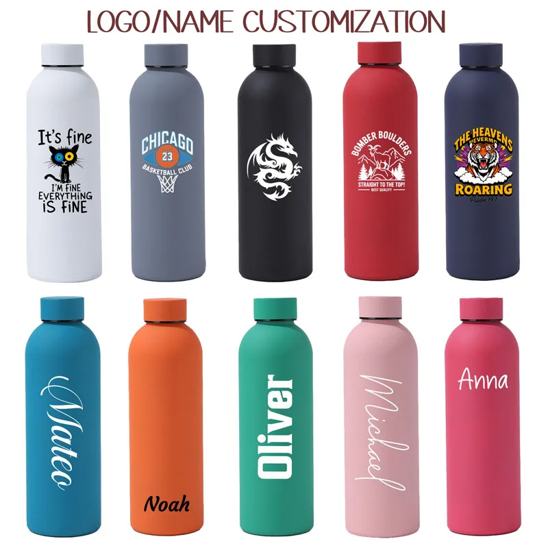 Maßgeschneiderte große Thermoskanne, Isolierflasche aus Edelstahl, tragbare Thermosflasche, Outdoor-Sport, Wasserflasche, Reisebecher, 500–1000 ml Image