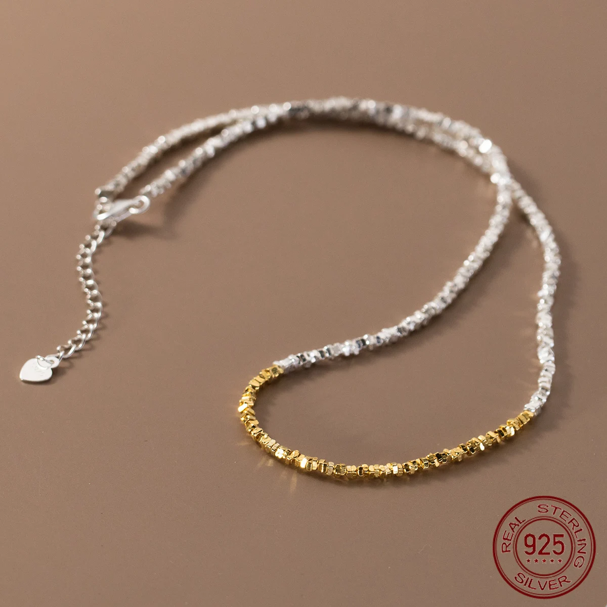 La Monada 38 + 5,5 cm Damen Halskette 925 Silber Ketten Frau am Hals Silber unregelmäßige Goldperle Damen Halskette Silber Mädchen