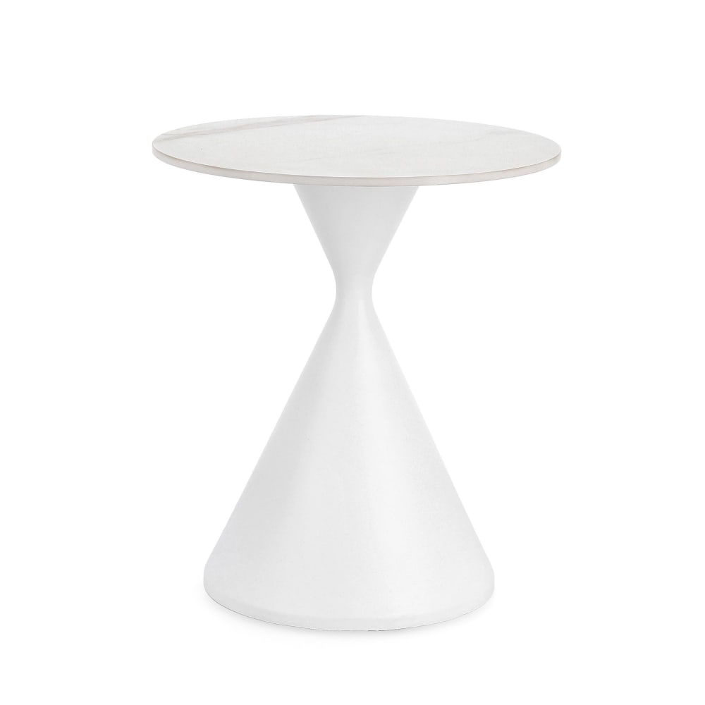 Bout de canapé rond D50 en céramique pied central en métal