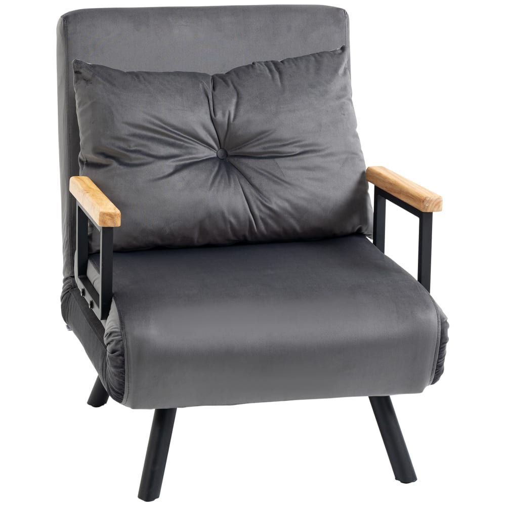 Fauteuil convertible 1 place dossier inclinable velours gris