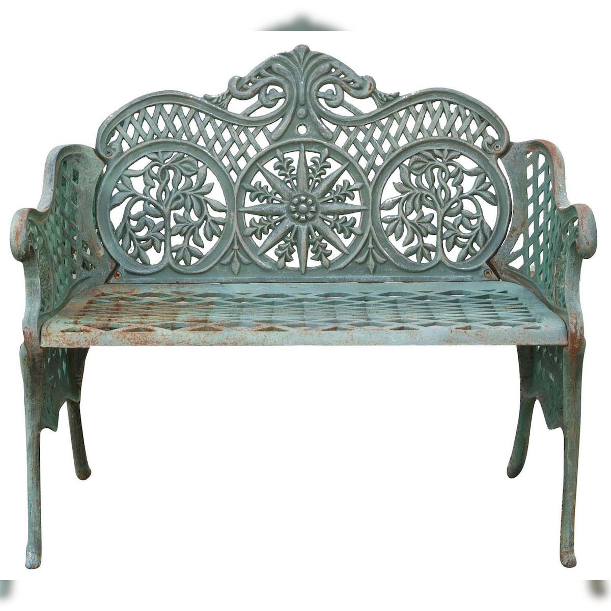 BISCOTTINI INTERNATIONAL ART TRADING Biscottini Gartenbank Balkon - Außenbank 110x55x90 cm - Gartensofa für den Außenbereich - Bank aus Gusseisen - Gartensofa Liberty Image