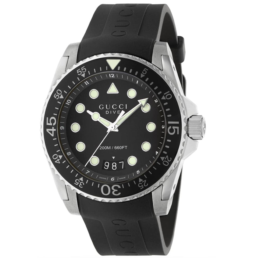 Gucci Dive Black Mens Watch - Model YA136204 for Adventurers Silicone - One Size | Gucci Sale | Discount Designer Brands