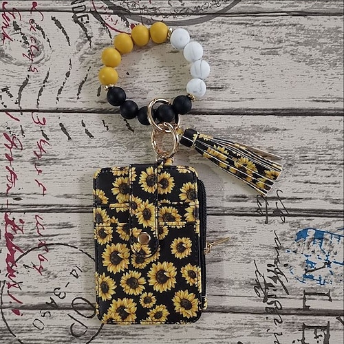 Armband mit Schlüsselanhänger, Silikonperlen-Schlüsselanhänger, Silikonperlen-Armband mit Schlüsselanhänger, elastischer Schlüsselring, Armreif Image