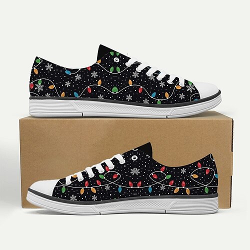 Damen-Sneaker mit Karomuster und Schneeflockenmotiv – bequeme Schuhe für die Feiertage, Weihnachtsfeiern, Freizeitaktivitäten und Winterspaziergänge Image