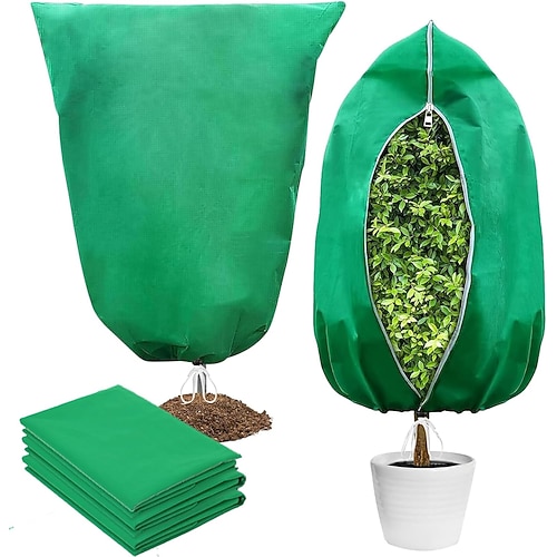 4er-Pack Pflanzenschutzhüllen gegen Frost, nicht gewebte Frostschutzvliese für den Winter, wiederverwendbare Schutzbeutel für Bäume und Sträucher, Frostschutzvlies für Gartenpflanzen im Freien Image