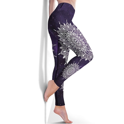Damen Cropped Leggings Workout Tights High Waist Tummy Control Butt Lift Schwarz Violett Blau Yoga Fitness Fitnessstudio Workout Sport Activewear Hohe Elastizität Athletisch Athleisure Image