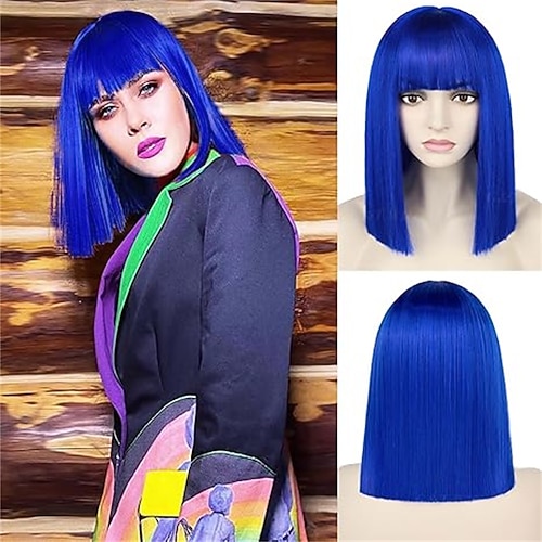 Karnevalsperücke 2026 Schwarz Blau Lila Glatt Bob Kurz Synthetische Festivalperücke Karneval Parade Cosplay-Kostümfrisur für Damen Image