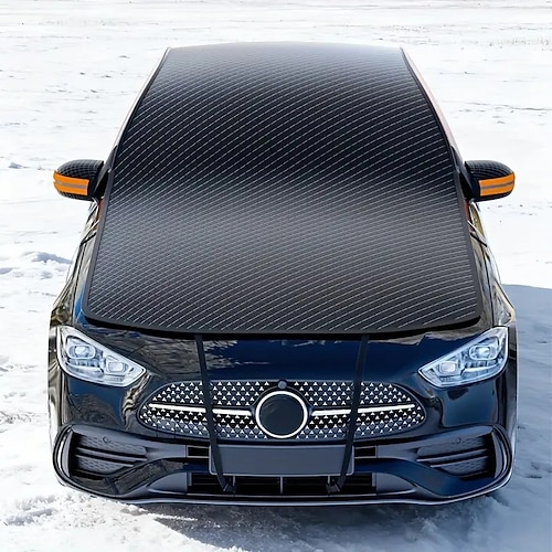 Schneeschutz für die Windschutzscheibe mit erweiterter Motorhaubenabdeckung, schnelle Schneeräumung Frostschutz, UV-beständiger Windschutzscheibenschutz aus Oxford-Gewebe mit Spiegelabdeckungen Image