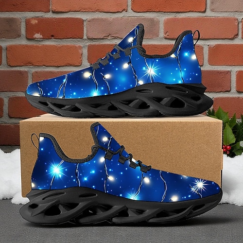 Herren-Sneaker mit Weihnachtsmotiv und Leuchteffekt – leuchtende LED-Lichter, bequeme Sportschuhe für Winterfeiertage, festliche Partys und Treffen im Freien Image
