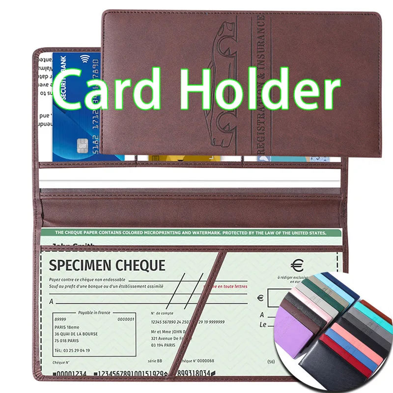 Sac de rangement portefeuille pour cartes de crédit, sac de rangement pour permis de conduire, enregistrement de voiture, porte-assurance, sac de rangement, porte-carte de crédit en cuir