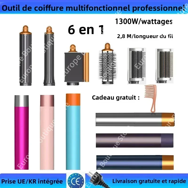 6 IN1 Multi-Haarstyler, 1300 W hohe Leistung, kombiniert Trocknen, Glätten und Lockenfunktionen, geeignet für den Heim- und Salongebrauch Image