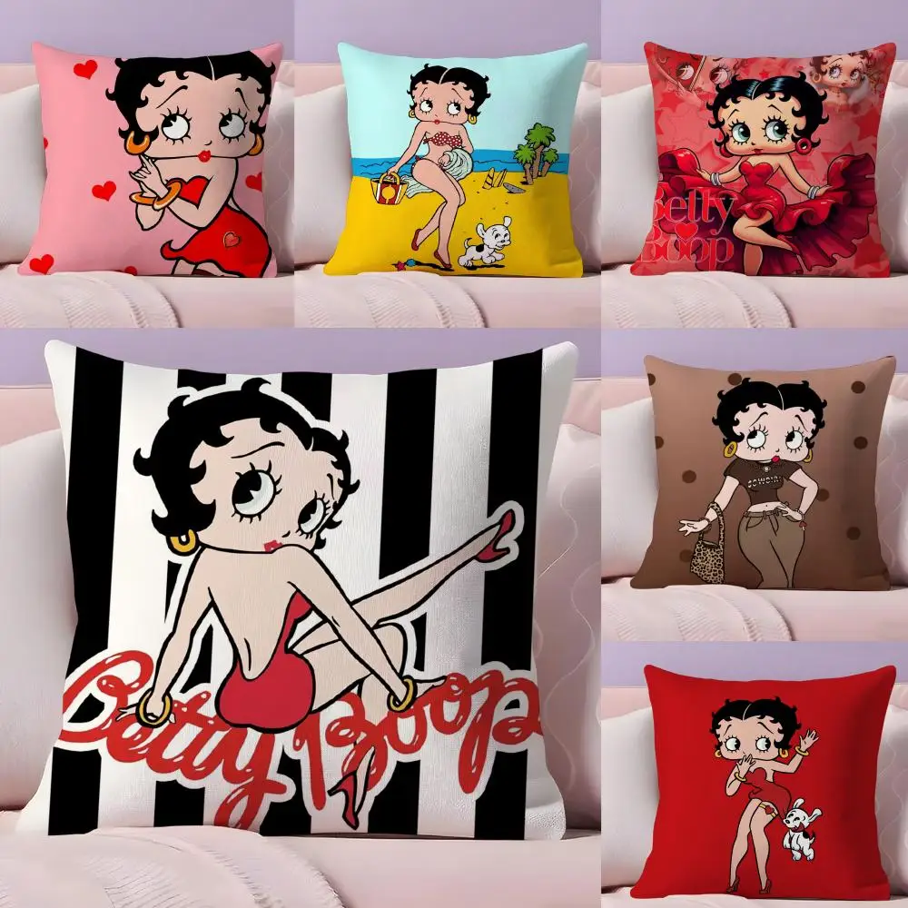 B-BeTTyS-CuTe-B-BoopS Kissenbezug, Plüschstoff, weich, doppelseitig bedruckt, Sofa, warm, Winter, Zuhause, Geschenk, Kissenbezug Image