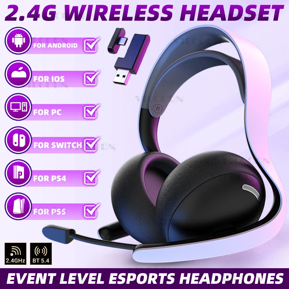 【2.4G sans fil/filaire/BT】 casque de jeu pour PS5/PS4/PC eSports casque Audio spatial Microphone rétractable bobine vocale 40mm