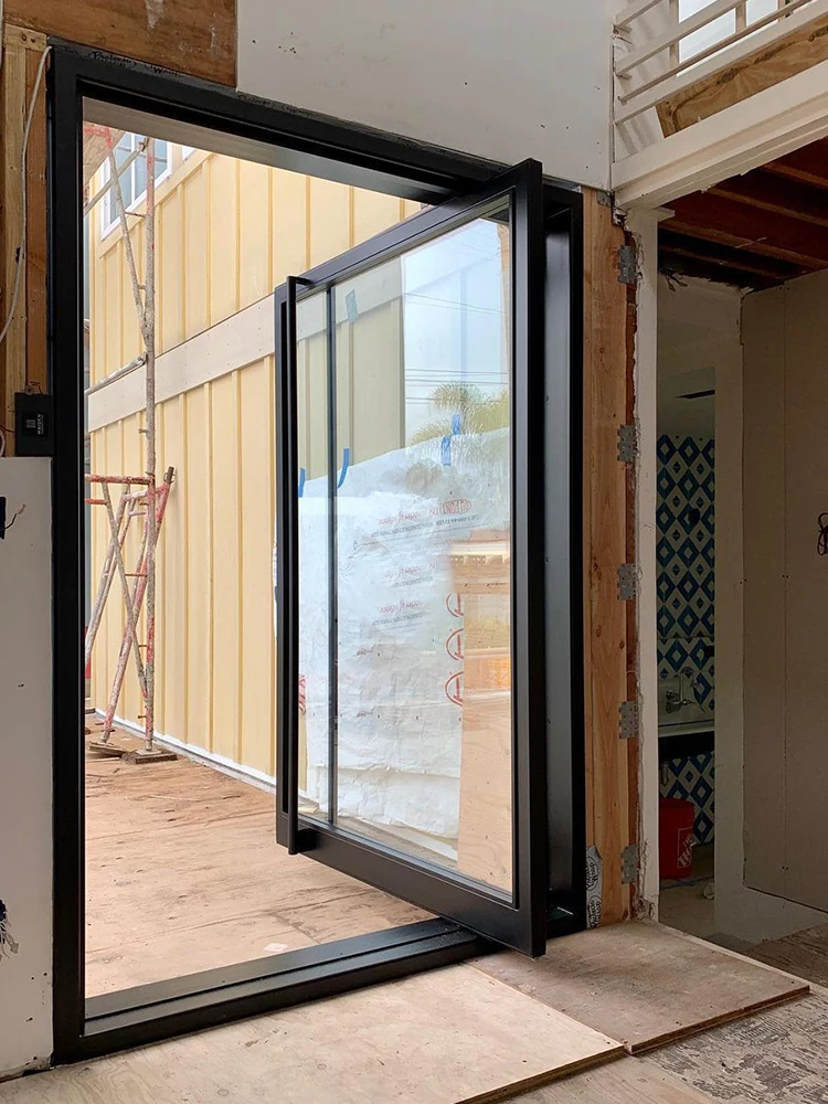 Sixinalu Drehtür Außen-Front-Eingangstüren mit Smart Lock Aluminium doppelt glasiert Push-Pull rotierende Dooe Home Decor Custom