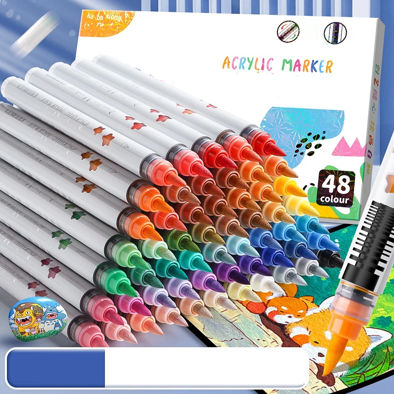12/24/36/48 farbiger druckfreier Acryl-Markierungsstift – eine lebendige, gleichmäßige und glatte Spitze zum Malen, Färben und Entwerfen Image