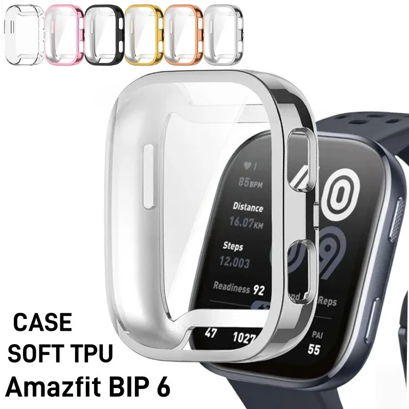 Custodia morbida in TPU per Amazfit Bip 6 Protezione protettiva per schermo intero Custodia protettiva trasparente elettrolitica su Amazfit Bip6