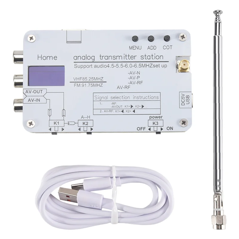 Für Hamgeek Weiß Analog TV Signal Sender Hause Analog TV Sender Mit OLED Display Unterstützt Global Tvs-AU47 Image