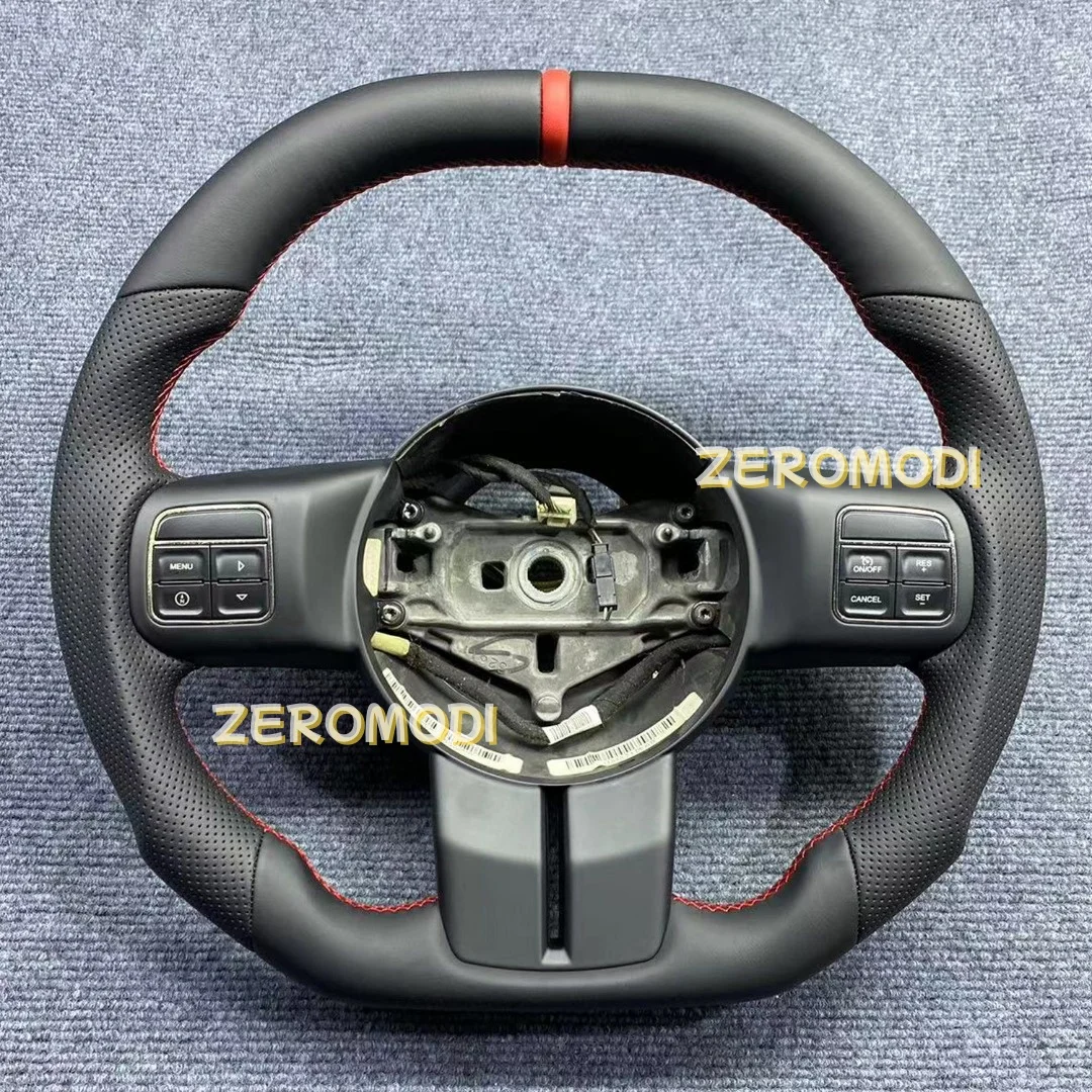 Leder-Lenkrad mit roten Nähten für Jeep Wrangler JK/JKU 2011 2012 2013 2014 2015 2016 2017. Lenkrad-Autozubehör Image