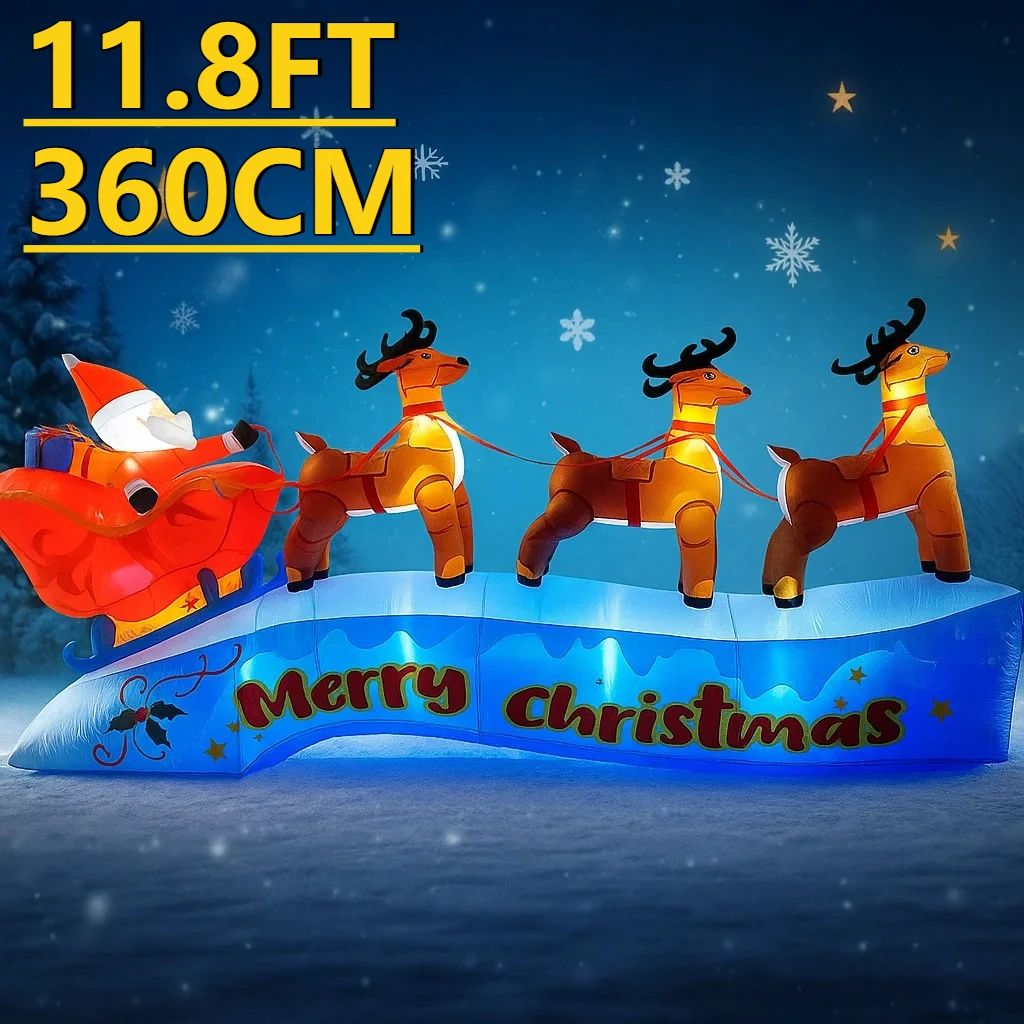11,8 Fuß Weihnachten Urlaub Aufblasbare Hof Dekor Santa Schlitten Rentier Spielzeug Weihnachten Weihnachten Home Decor Ornamente Liefert Geschenke Dekor Image