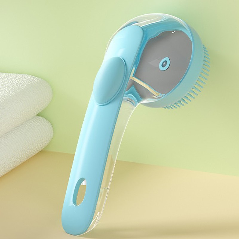 Dog Shampoo Brush with Soap Dispenser Shampoo Massage Bath Brush Long Handle for Shower Daily Cleaning