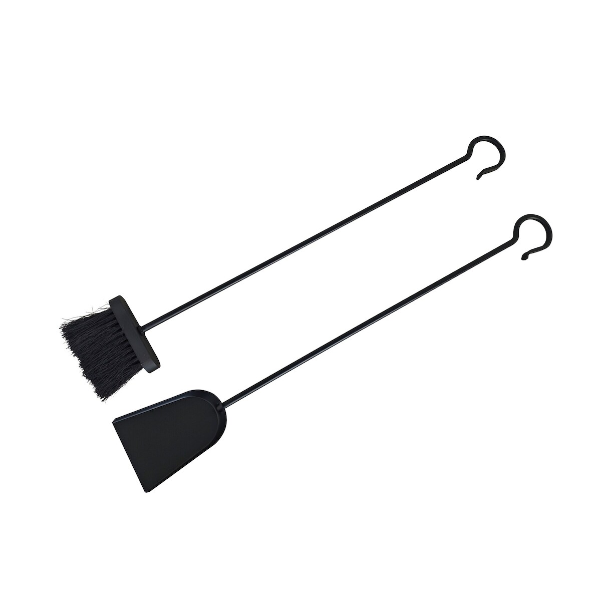 Relaxdays Kamin Kehrset, 2-tlg, Ascheschaufel & Aschebesen, Kaminpflege, zum Aufhängen, Ofenzubehör, Eisen, schwarz Image