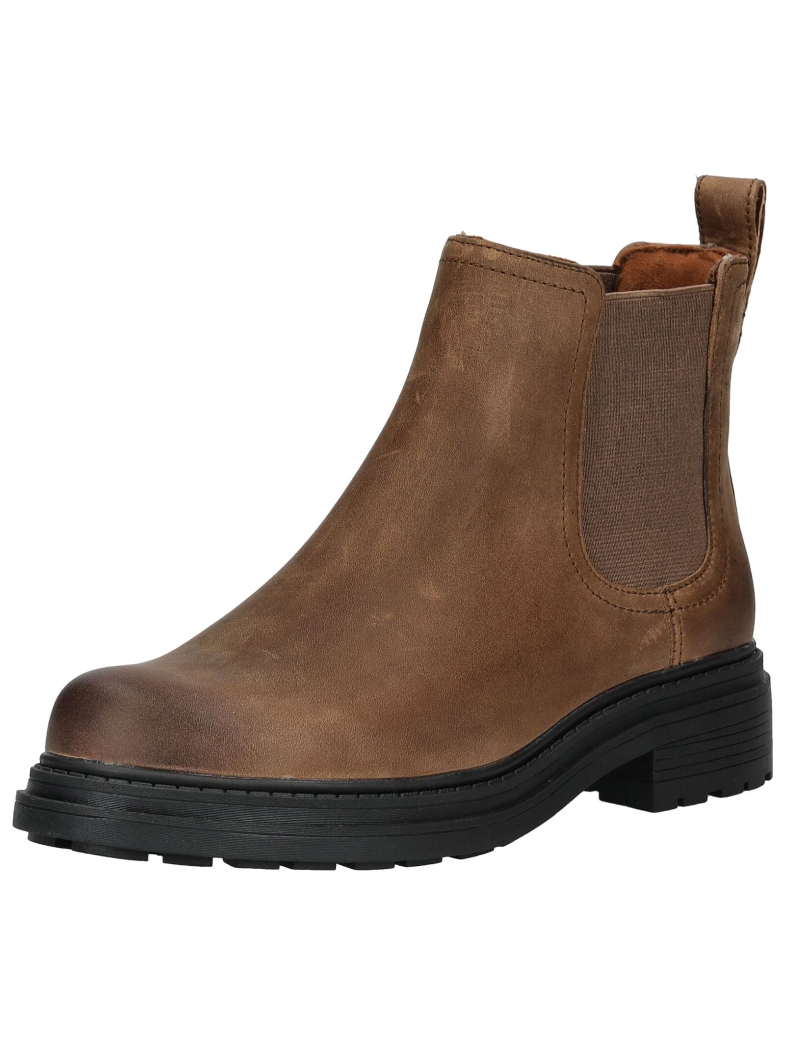 Stiefelette CLARKS "Clarks Stiefelette Leder/Textil", Damen, Gr. 37,5, walnut, Leder, Textil, Schuhe Stiefelette
