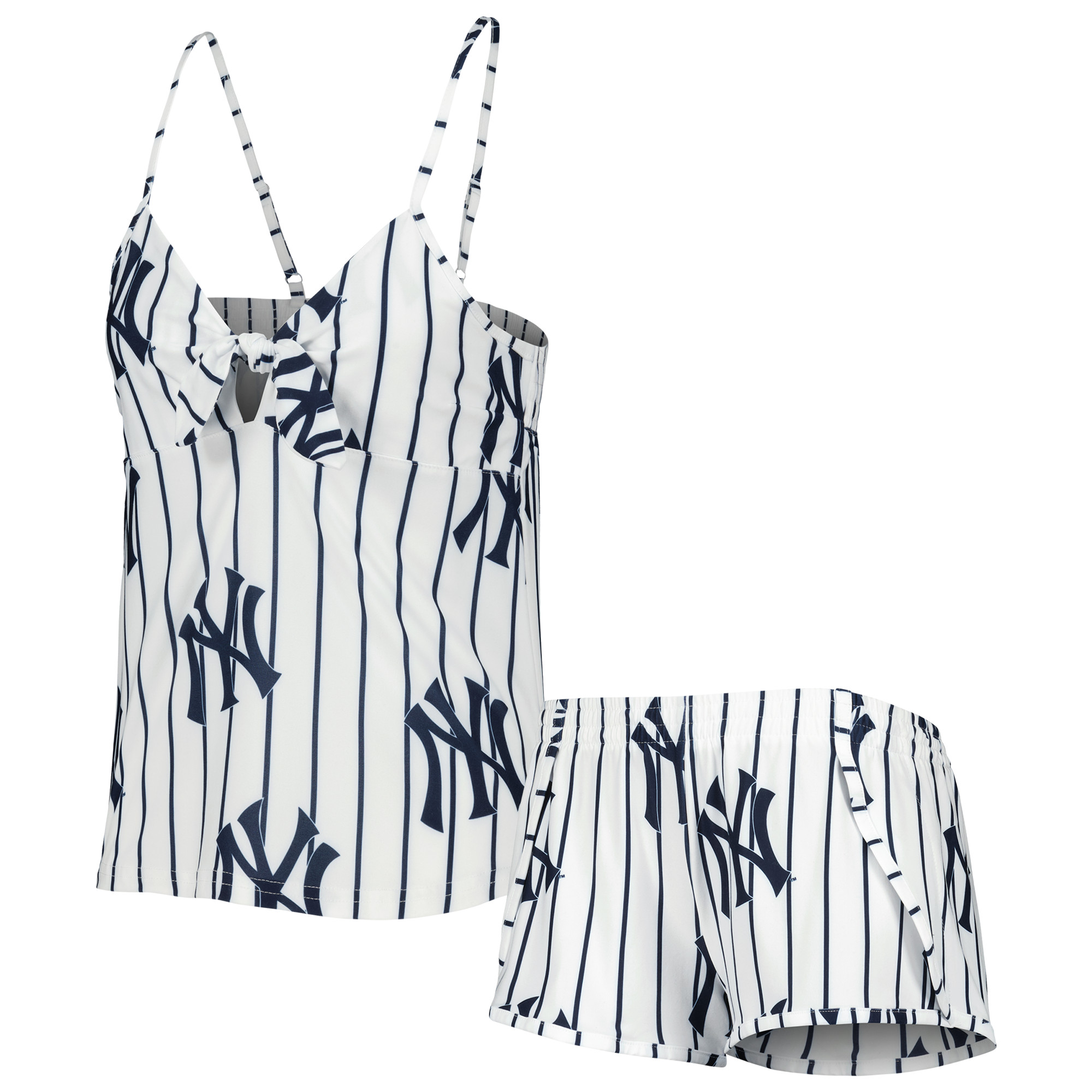 Concepts Sport Damen-Schlafanzug-Set, weiß, New York Yankees Reel Allover-Print Tanktop & Shorts Image