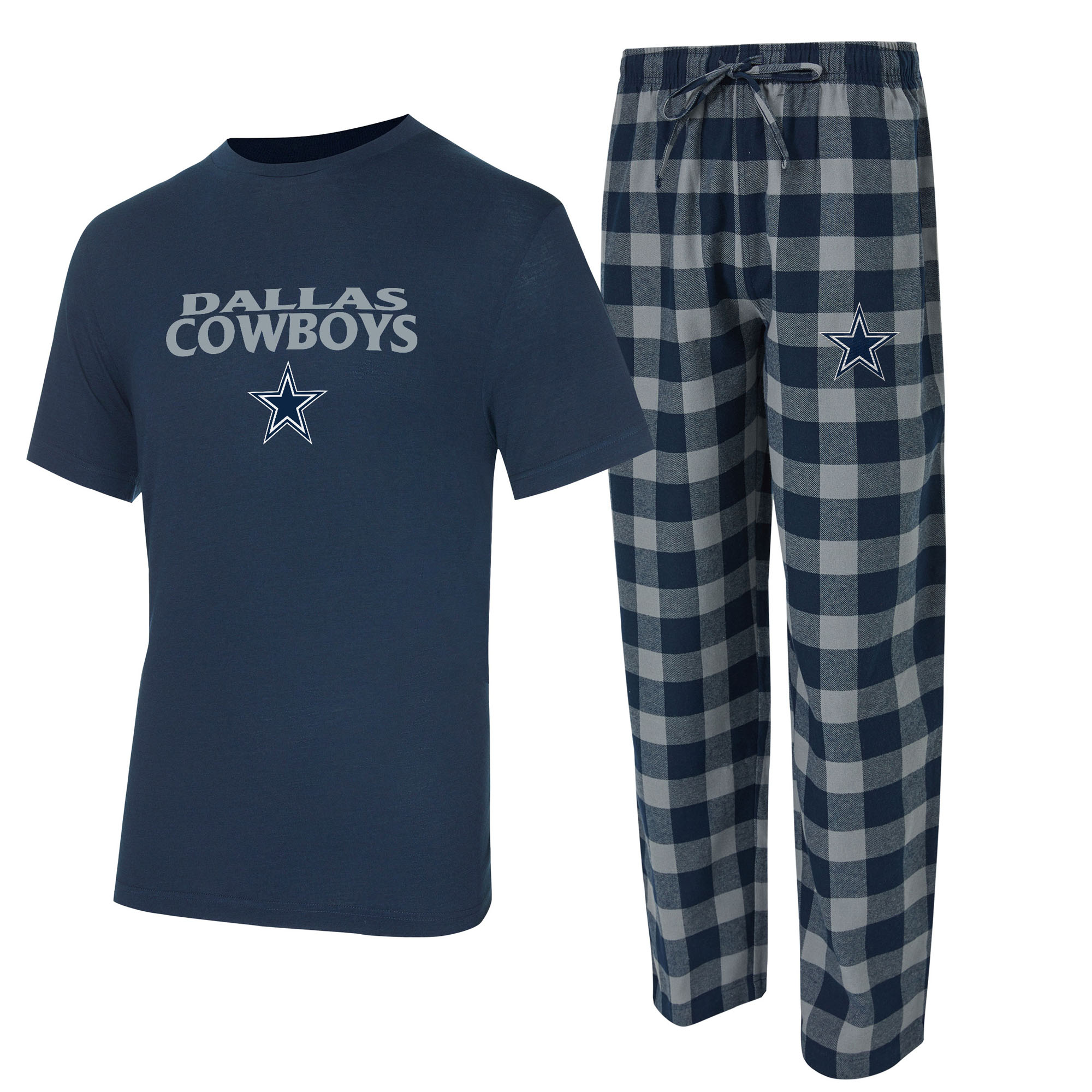 Concepts Sport Herren-Set: Dallas Cowboys Avondale T-Shirt und Flanellhose in Marineblau/Grau Image