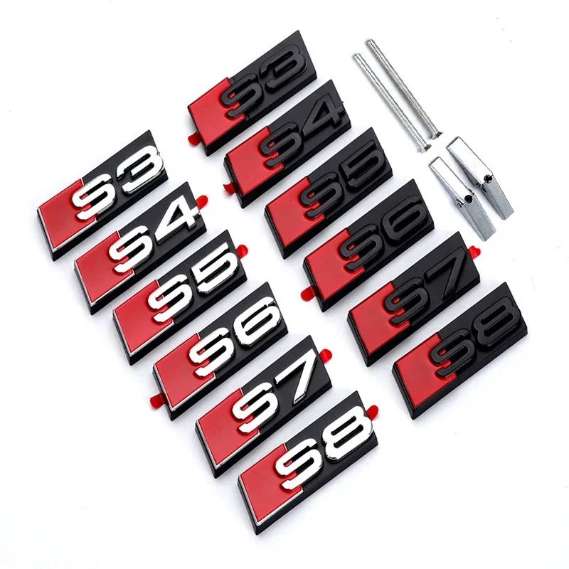 3d ABS Cromato Nero Logo S3 S4 S5 S6 S7 S8 Emblema a nido d'ape Auto Griglia Anteriore Bdage Per Audi S 3 4 5 6 7 8 Accessori