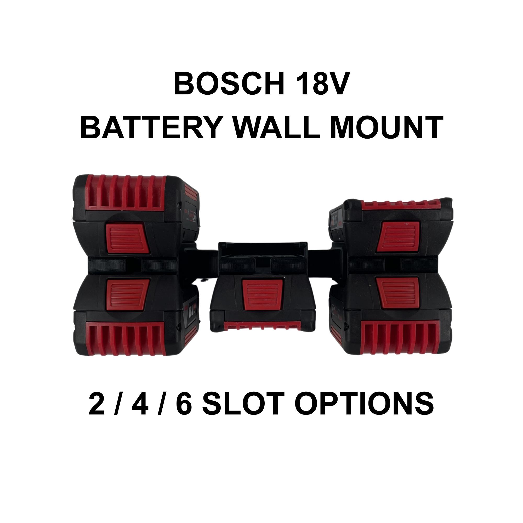 Supporto da parete per batteria Bosch da 18 V - Supporto a 2, 4 o 6 slot, organizer per utensili da officina e garage