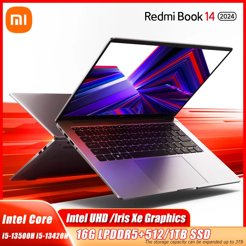 Xiaomi Redmi Book 14 ordinateur portable 2024 Intel Core i5 i7 Intel UHD/Iris Xe graphique 16GB DDR5 + 512G/1TB SSD ordinateur portable empreinte digitale