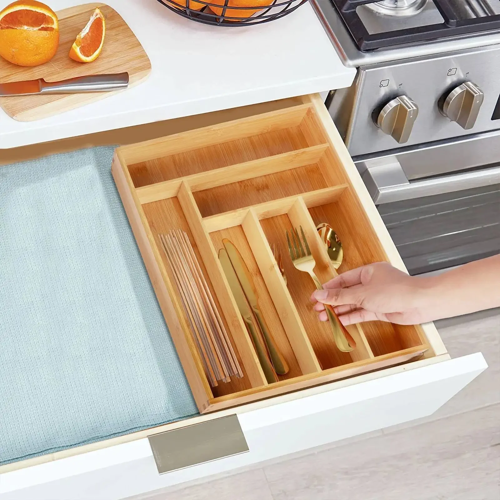 Accessoires de cuisine durables, couverts, boîte en bambou, Sierware, organisateur de tiroir de cuisine Durable, plateau organisateur, accessoires de cuisine